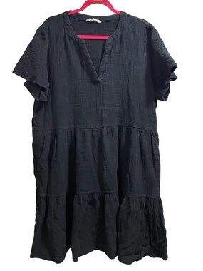 Lucky Brand Cotton Black Tiered Dress Size 2X